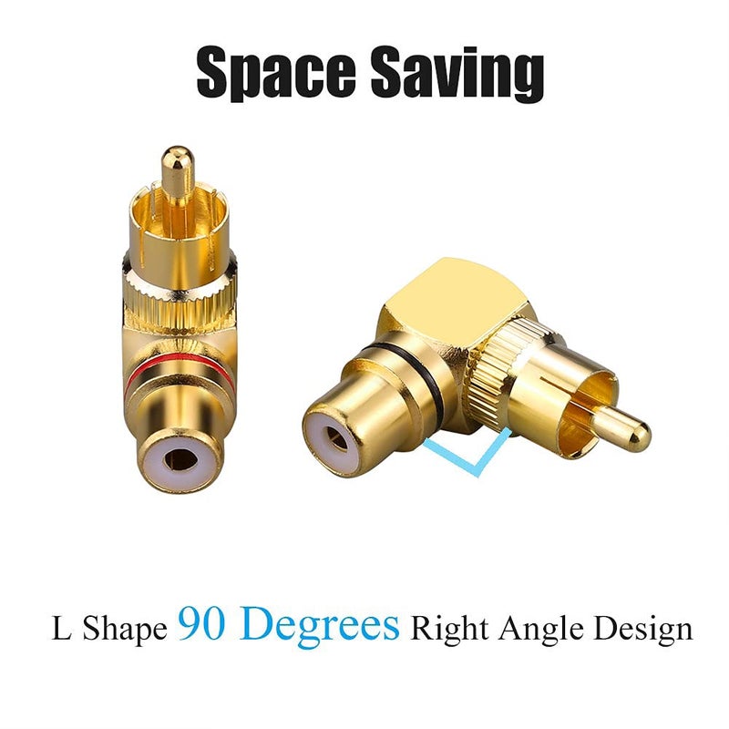 Eightnoo RCA Right Angle Adapter - 90Â° Female to Male Gold-Plated Connector for Wall Mounted TV as Space Saver (6) - Image 5